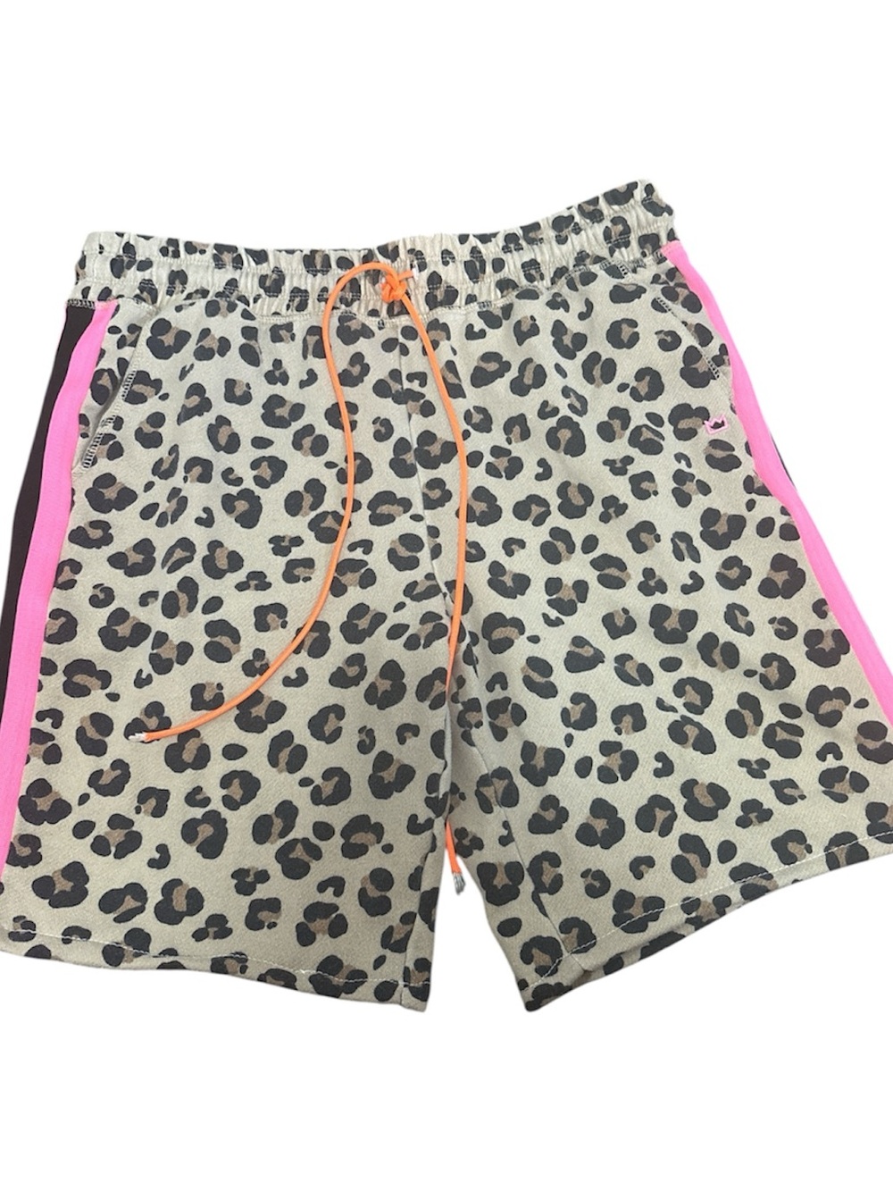 Leopard Print Women’s Bermuda Shorts with Pink Side Trim upcycled large
